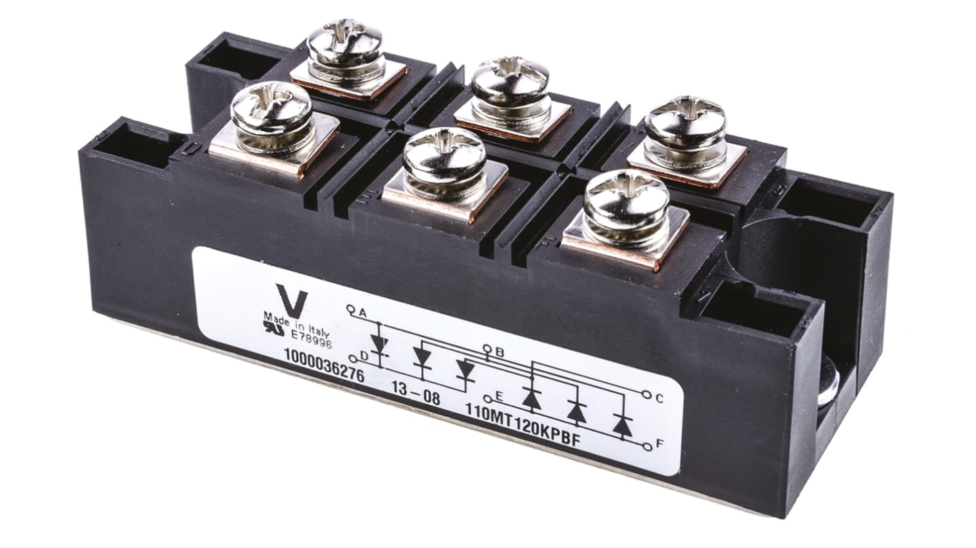 Vishay 三相整流桥模块, 150A, 1200V, 6针, INT-A-PAK, 面板安装, -40 °C→+150 °C