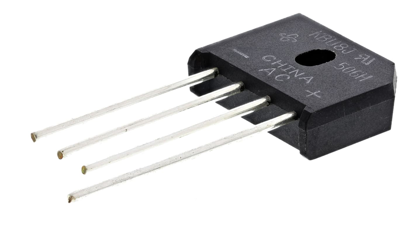 Raddrizzatore a ponte, Monofase, Vishay, Ifwd 8A, VRRM 600V, KBU, Su foro, 4 Pin
