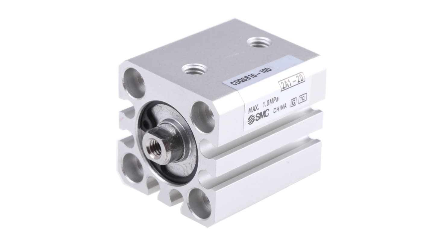 SMC Pneumatic Compact Cylinder - 16mm Bore, 10mm Stroke, CQS Series, Double Acting