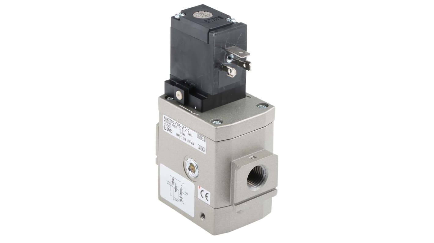 SMC Pneumatic Solenoid Valve - Solenoid/Pilot/Spring G 1/4 EAV2000 Series 24V dc