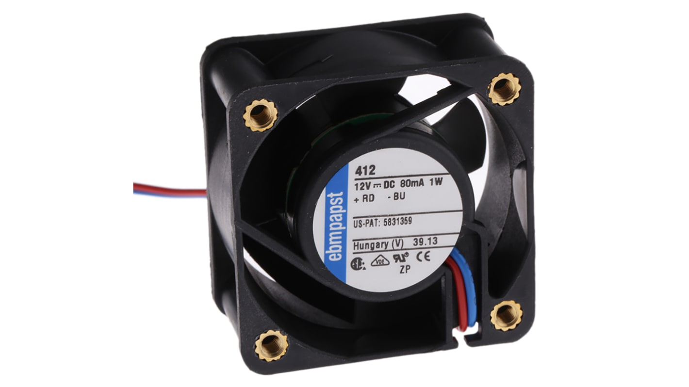 ebm-papst 400 Series Axial Fan, 12 V dc, DC Operation, 10m³/h, 900mW, 40 x 40 x 20mm