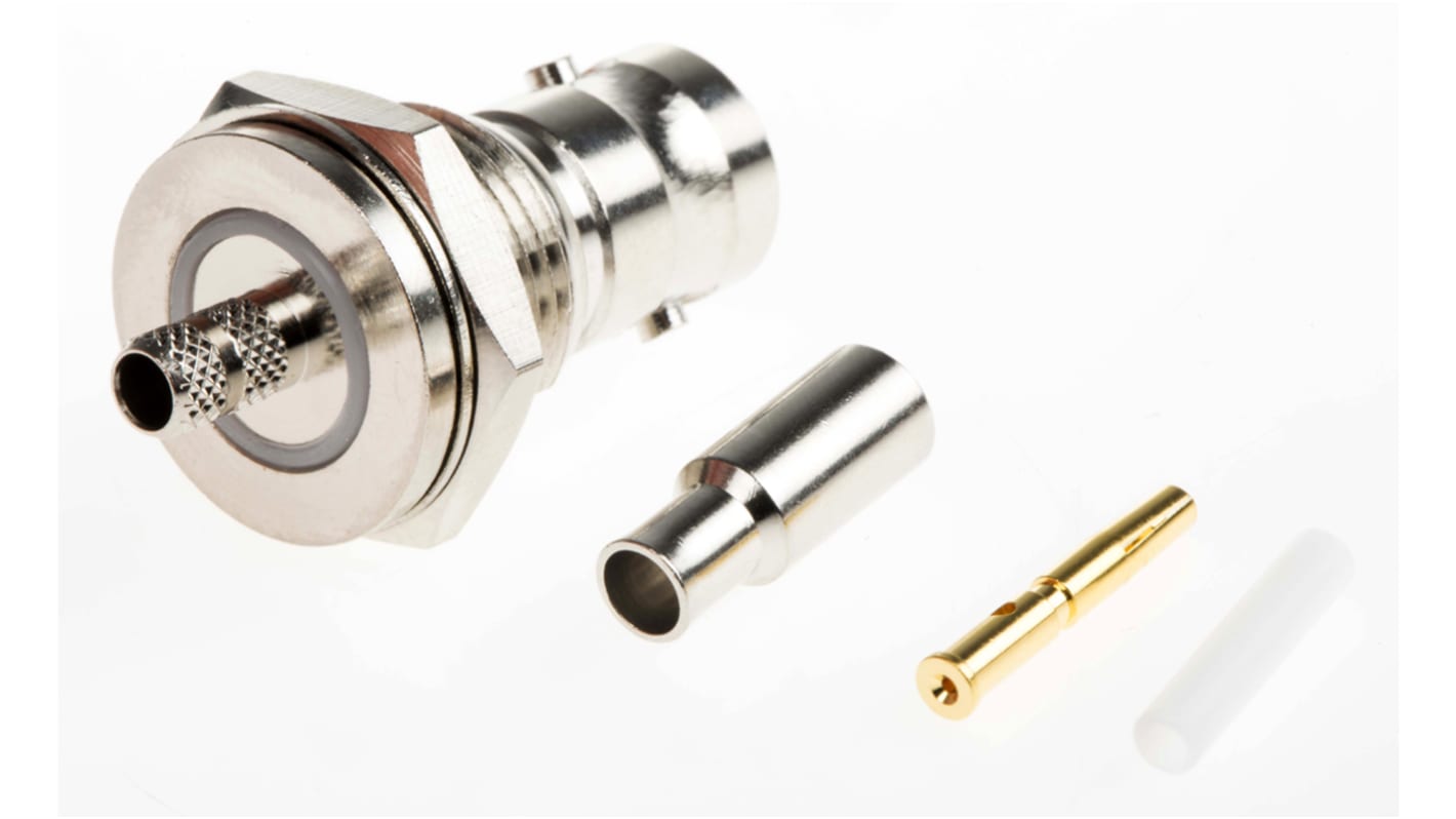 Amphenol RF, Jack Panel Mount BNC Connector, 50Ω, Crimp Termination, Straight Body