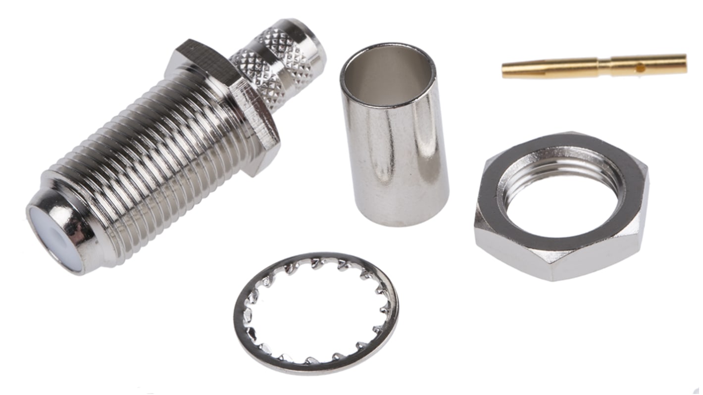 Amphenol RF, Jack Cable Mount F Connector, 75Ω, Crimp Termination, Straight Body