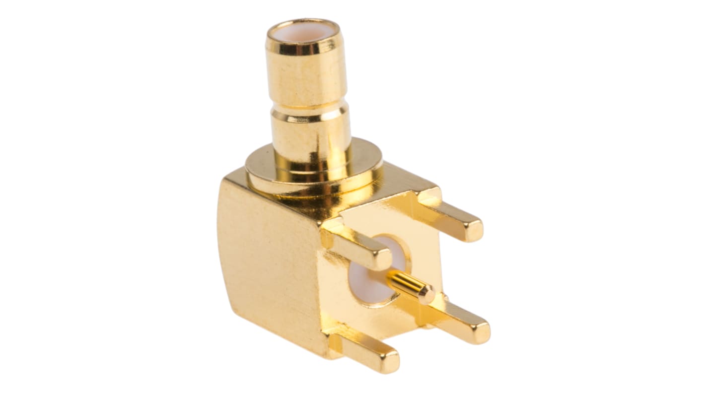 Amphenol RF, Jack Through Hole SMB Connector, 50Ω, Solder Termination, Right Angle Body