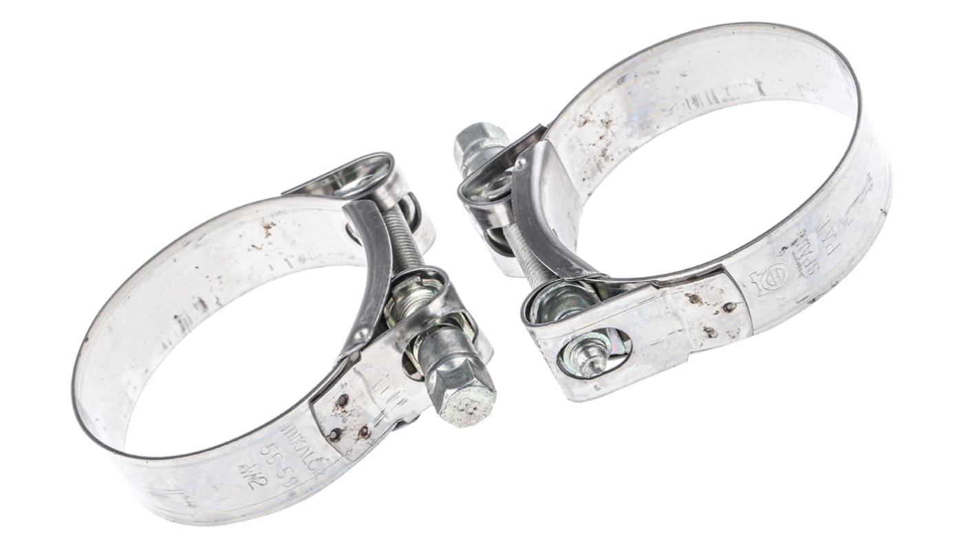 Fascetta stringitubo Jubilee (Bullone) MIKALOR, Ø 55 → 59mm in acciaio inox, bullone in acciaio zincato
