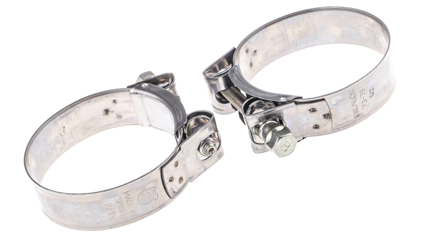 MIKALOR Stainless Steel, Zinc-Plated Steel (Bolt) Hex Screw Bolt Drive, 25mm Band Width, 73 → 79mm ID