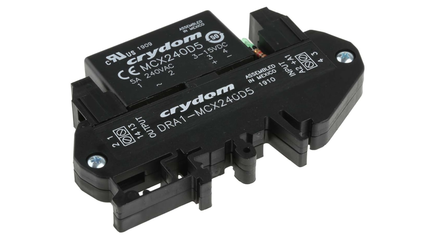 Sensata Crydom DRA1-MCX Halbleiter-Interfacerelais, 5 A Effektivwert max., DIN-Schienen 3 Vdc min. 280 V ac max. /