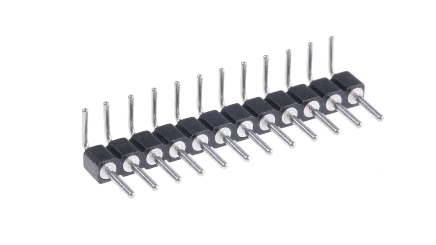 Preci-Dip Right Angle Through Hole Pin Header, 12 Contact(s), 2.54mm Pitch, 1 Row(s), Unshrouded