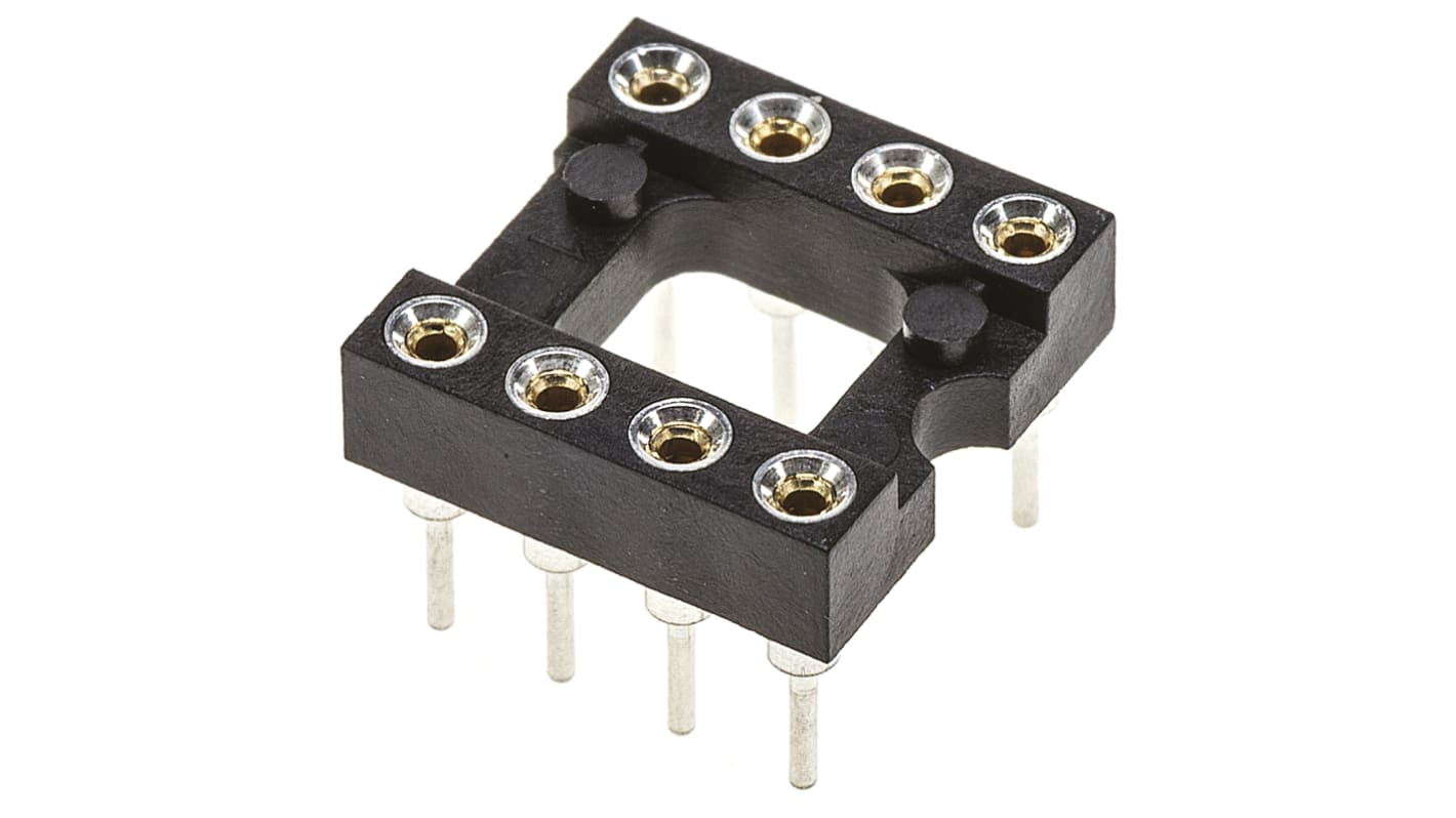 Preci-Dip 2.54mm Pitch Vertical 8 Way, Through Hole Turned Pin Open Frame IC Dip Socket, 1A