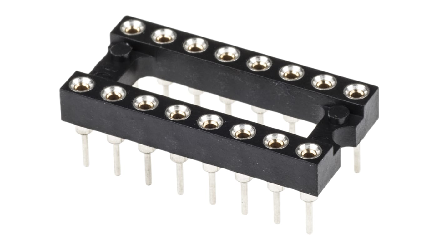 Preci-Dip 2.54mm Pitch Vertical 16 Way, Through Hole Turned Pin Open Frame IC Dip Socket, 1A