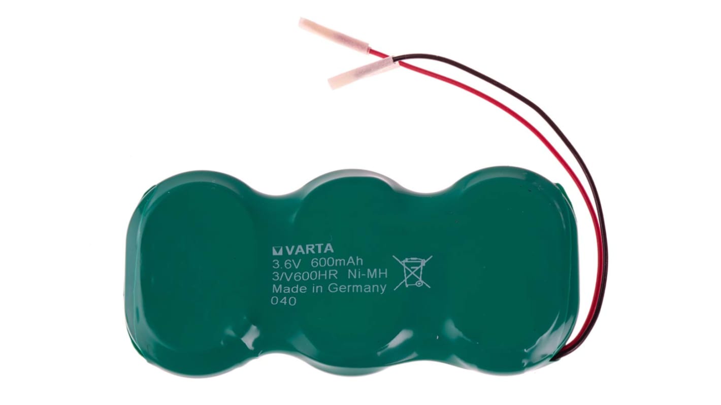 Varta V600HR 3.6V NiMH Button Rechargeable Battery, 600mAh