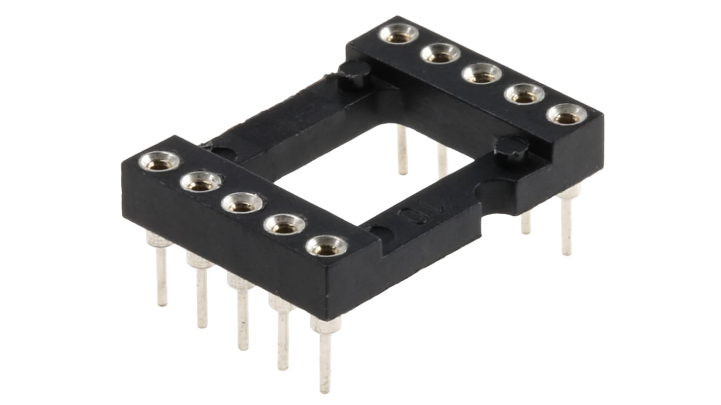 Preci-Dip 2.54mm Pitch Vertical 10 Way, Through Hole Turned Pin Open Frame IC Dip Socket, 1A