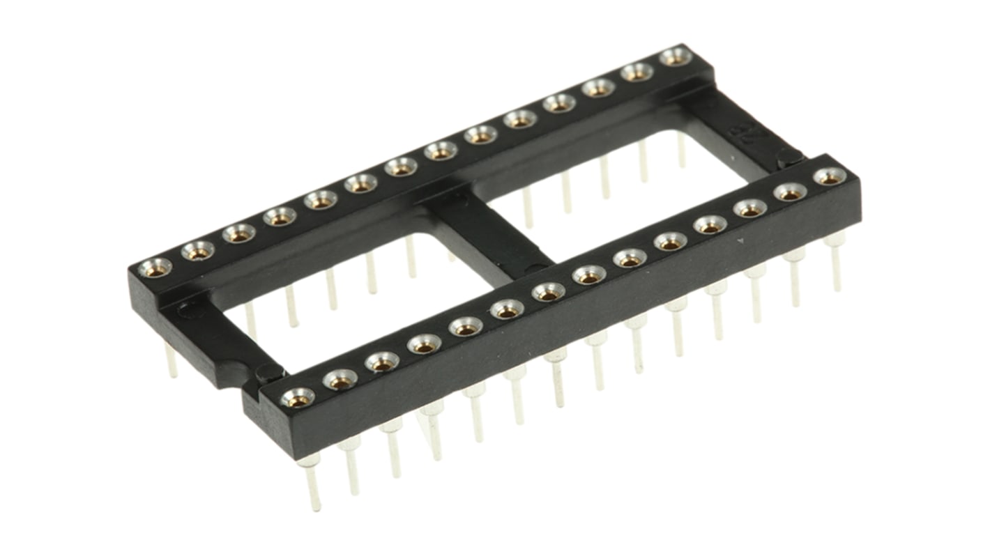 Preci-Dip 2.54mm Pitch Vertical 28 Way, Through Hole Turned Pin Open Frame IC Dip Socket, 1A