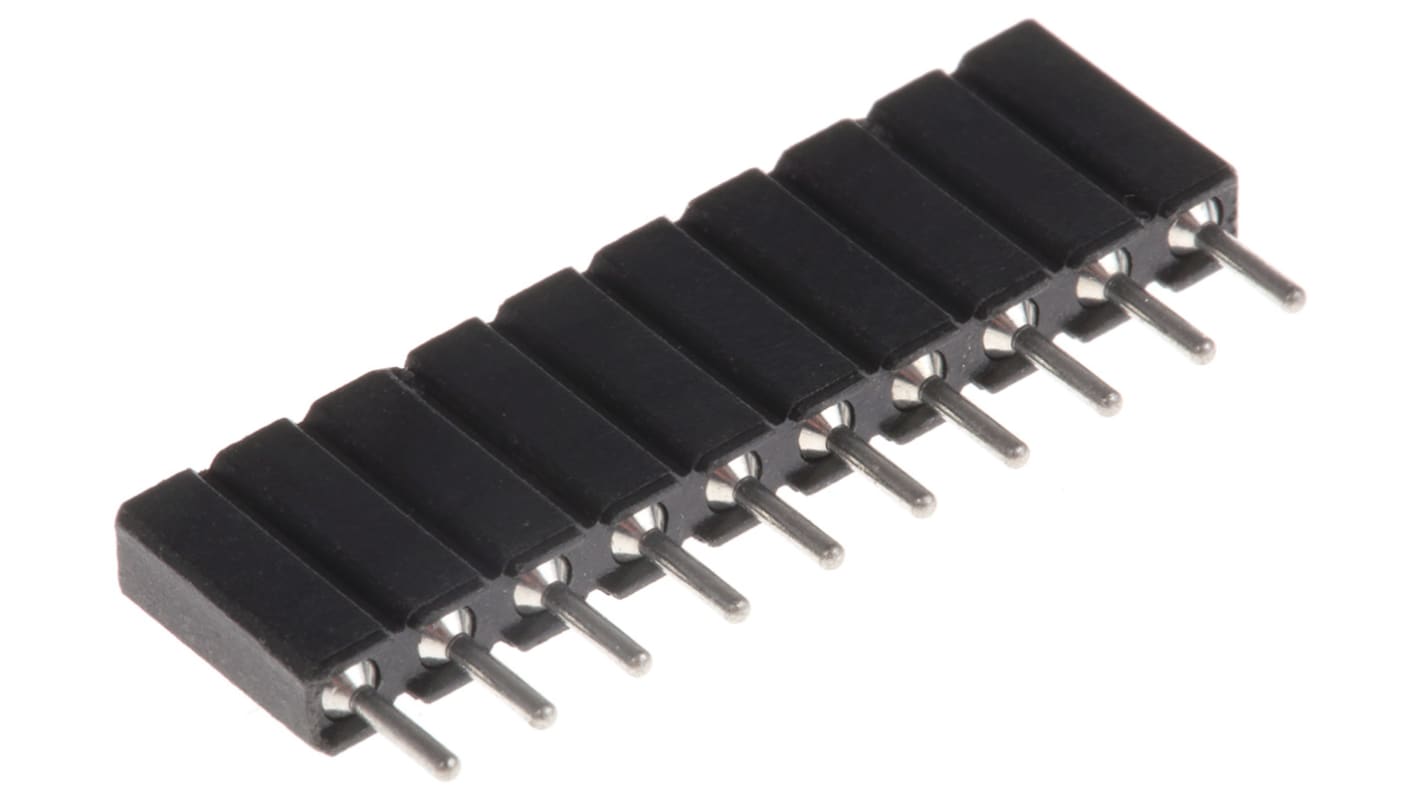 10 Way Preci-Dip Straight Through Hole 2.54mm SIL Socket, Solder, 3A 100 V ac, 150 V dc