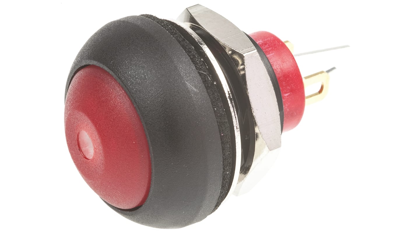 KNITTER-SWITCH Illuminated Miniature Push Button Switch, Momentary, Panel Mount, 12.9mm Cutout, SPST, Yellow LED, IP67