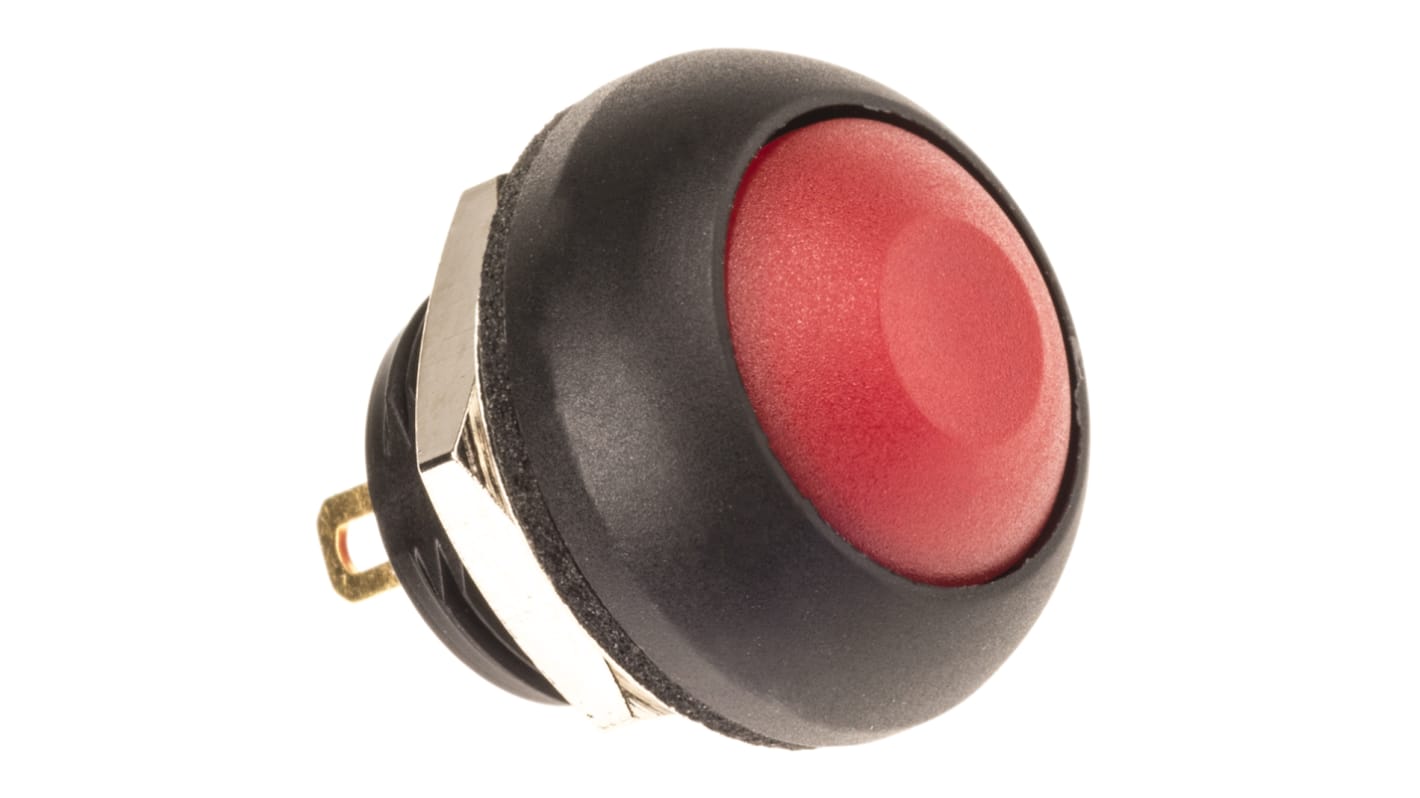 KNITTER-SWITCH Miniature Push Button Switch, Momentary, Panel Mount, 12.9mm Cutout, SPST, IP67