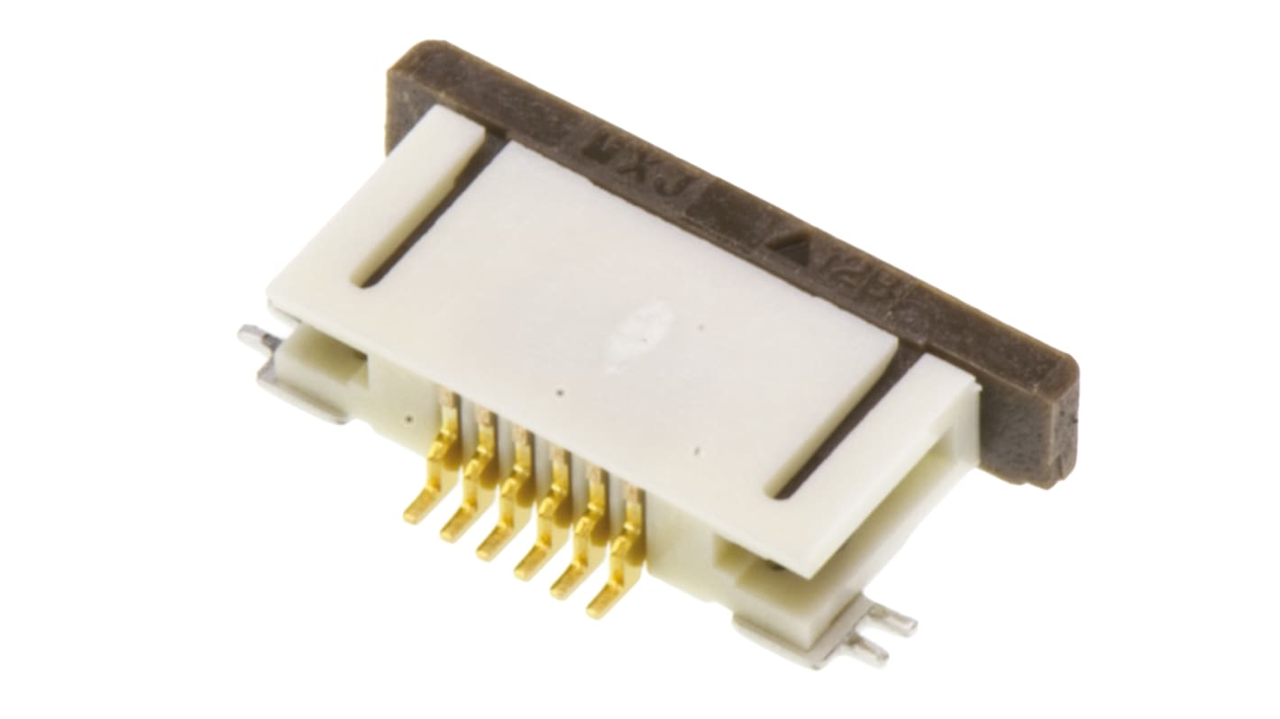 Connettore FPC Molex, 6 via/e , 1 fila/e , passo 0.5mm, Femmina, Contatto inferiore ZIF, Montaggio superficiale