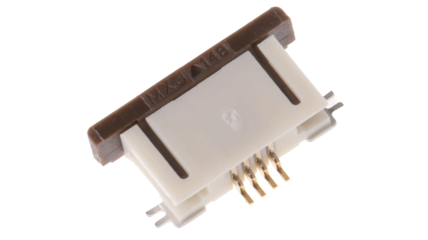 Molex, Easy-On, 52746 0.5mm Pitch 4 Way Right Angle Female FPC Connector, ZIF Bottom Contact