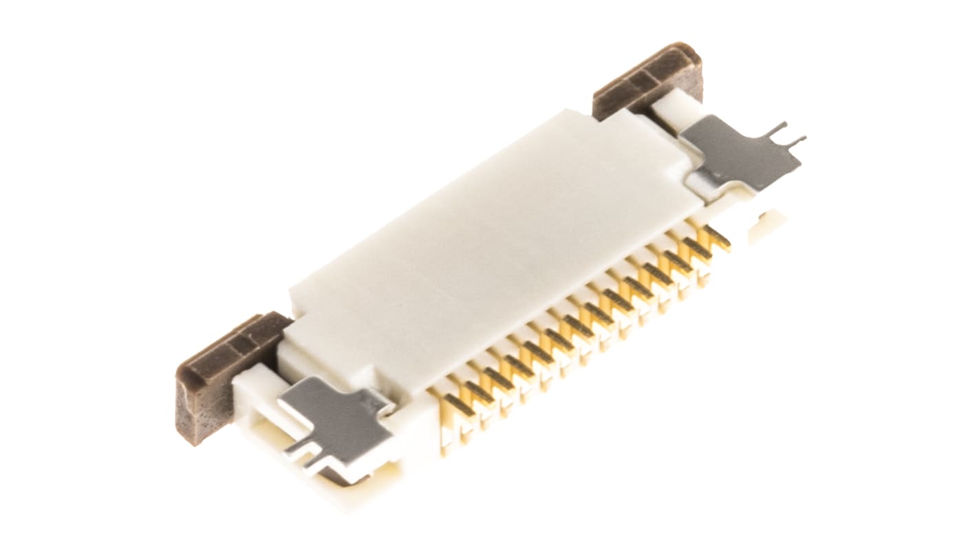 Molex FPC连接器, 母座, 14p, 0.5mm间距, 单排, SMT安装, 直角, 500mA, 50 V, Easy-On系列