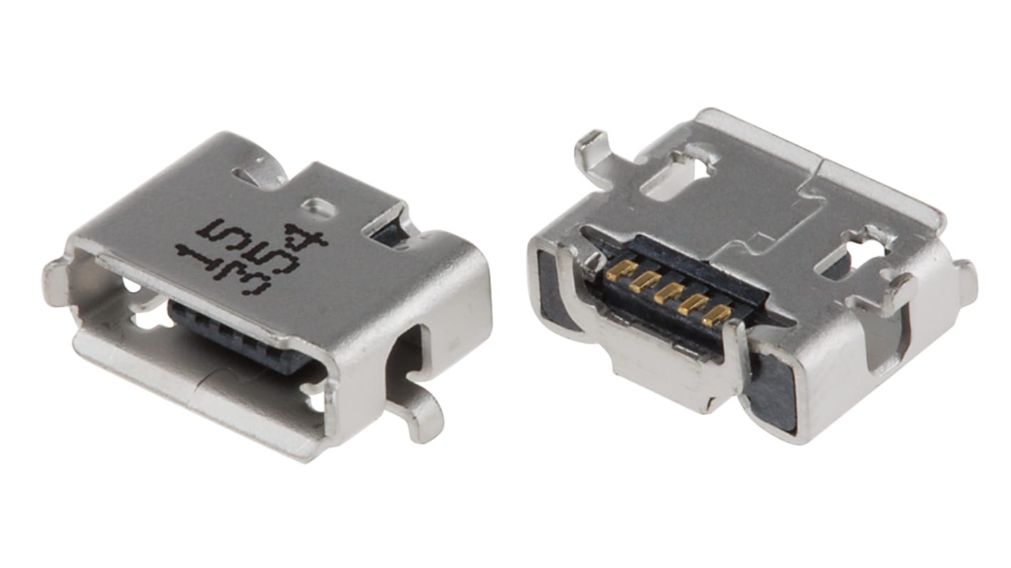 Molex Right Angle, SMT, Socket Type Micro AB 2.0 USB Connector