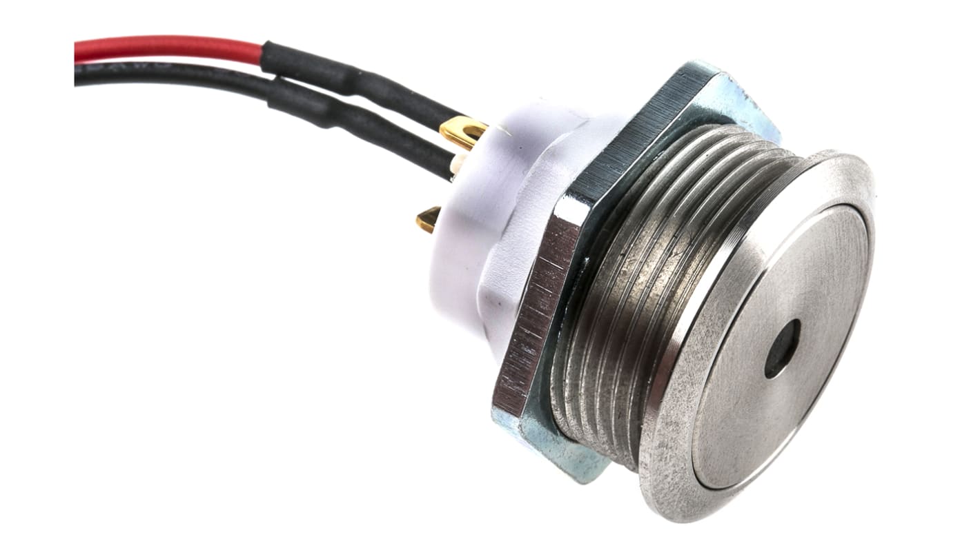 ITW Switches 带灯按钮开关, Φ19.43mm开孔, 面板安装, 瞬时操作, 铬圆形, 蓝色LED, 单刀单掷, IP67, 48M系列