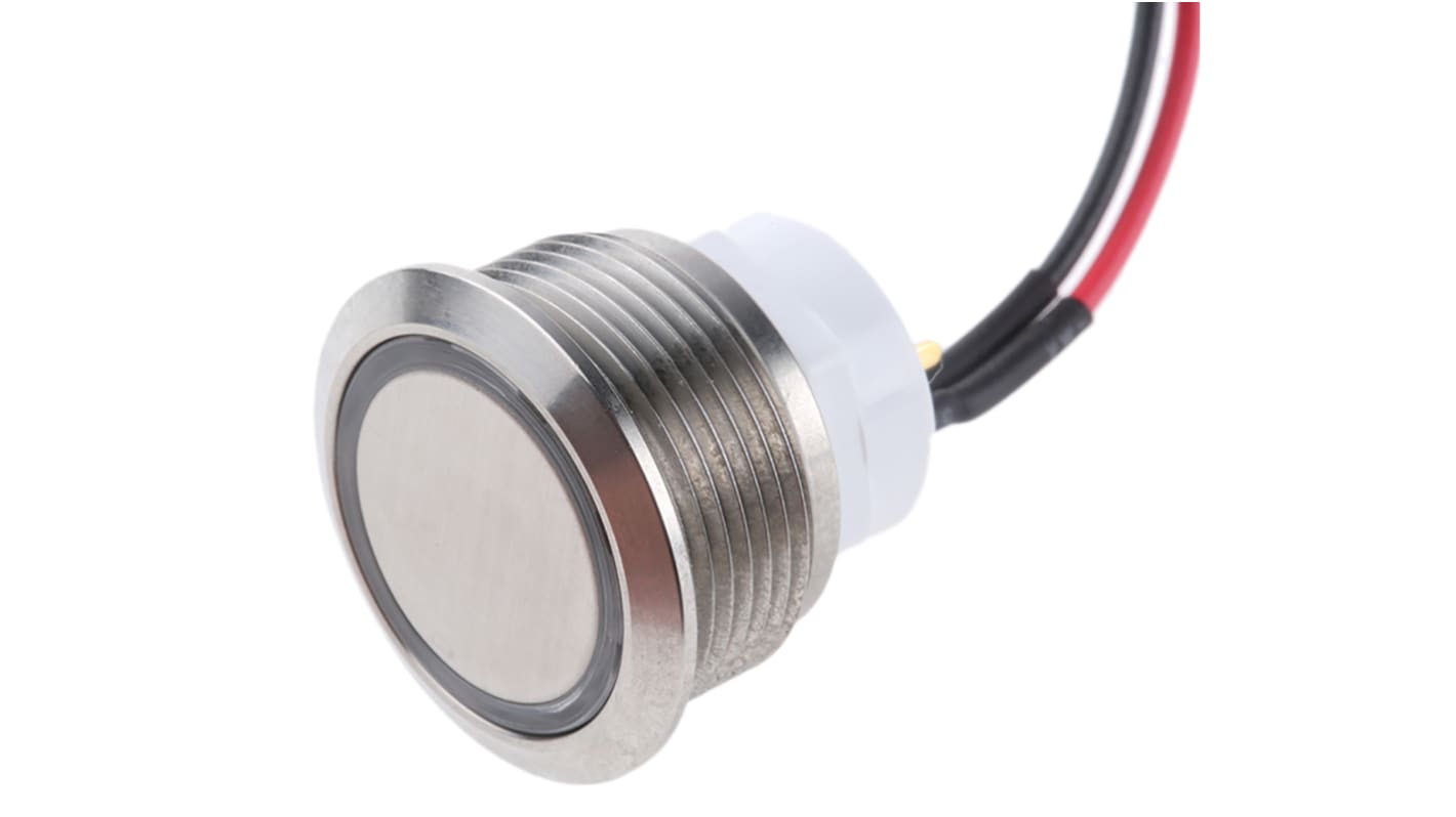 ITW Switches48M, 1-polet skifte Trykknapomskifter, Panelmontering, Arreterende, Belyst, IP67, 48V dc