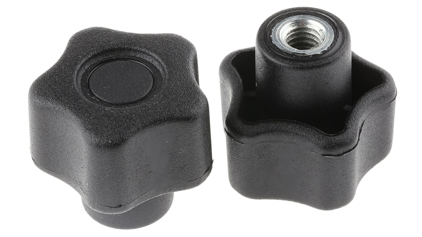 RS PRO Feststellschraube M6 Ø 6mm x 9mm Drehknopf, mit Gewindebohrung Ø 28mm