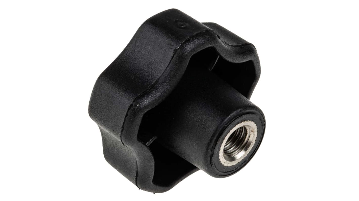 RS PRO Black Multiple Lobes Clamping Knob, M8, Threaded Hole