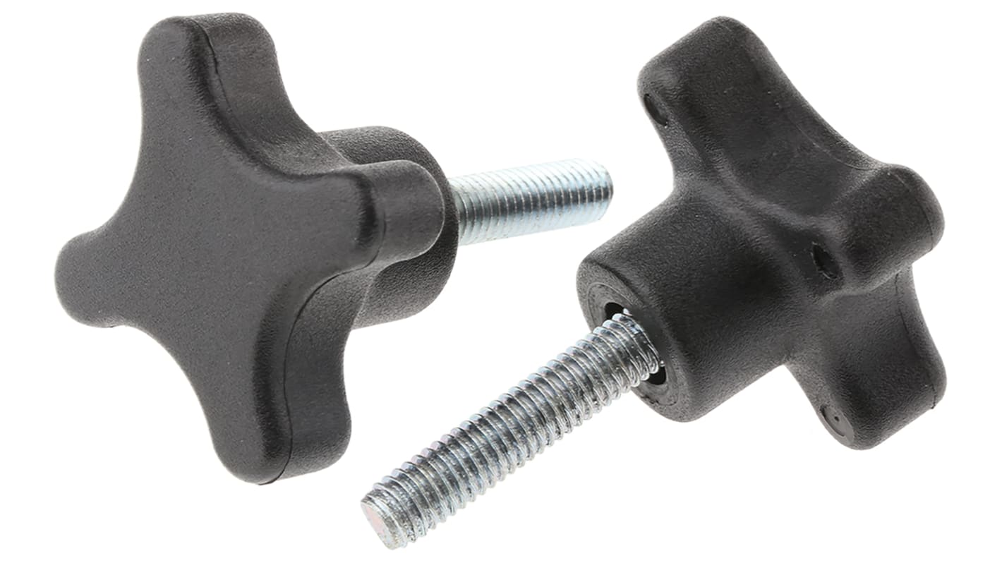 RS PRO Feststellschraube M6 Ø 6mm x 25mm 4-Zacken, mit Gewindebolzen Ø 40mm