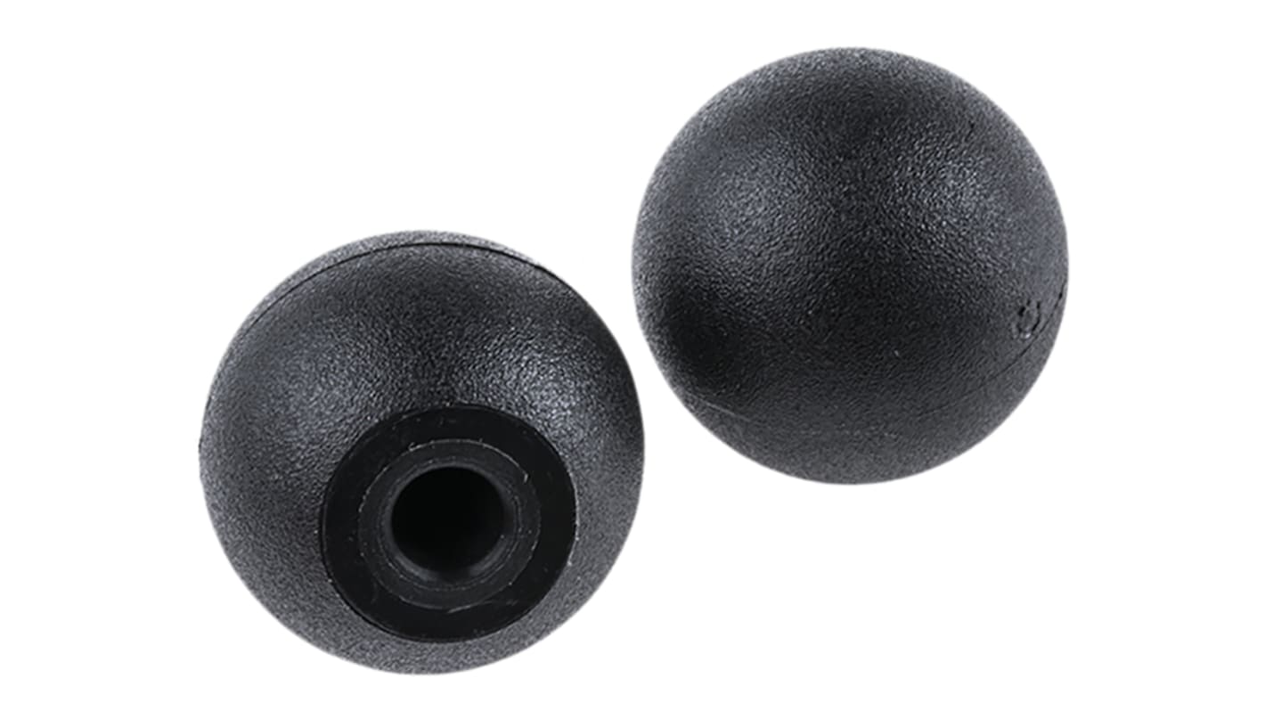 RS PRO Black Duroplast Ball Clamping Knob, M6, Unthreaded Hole