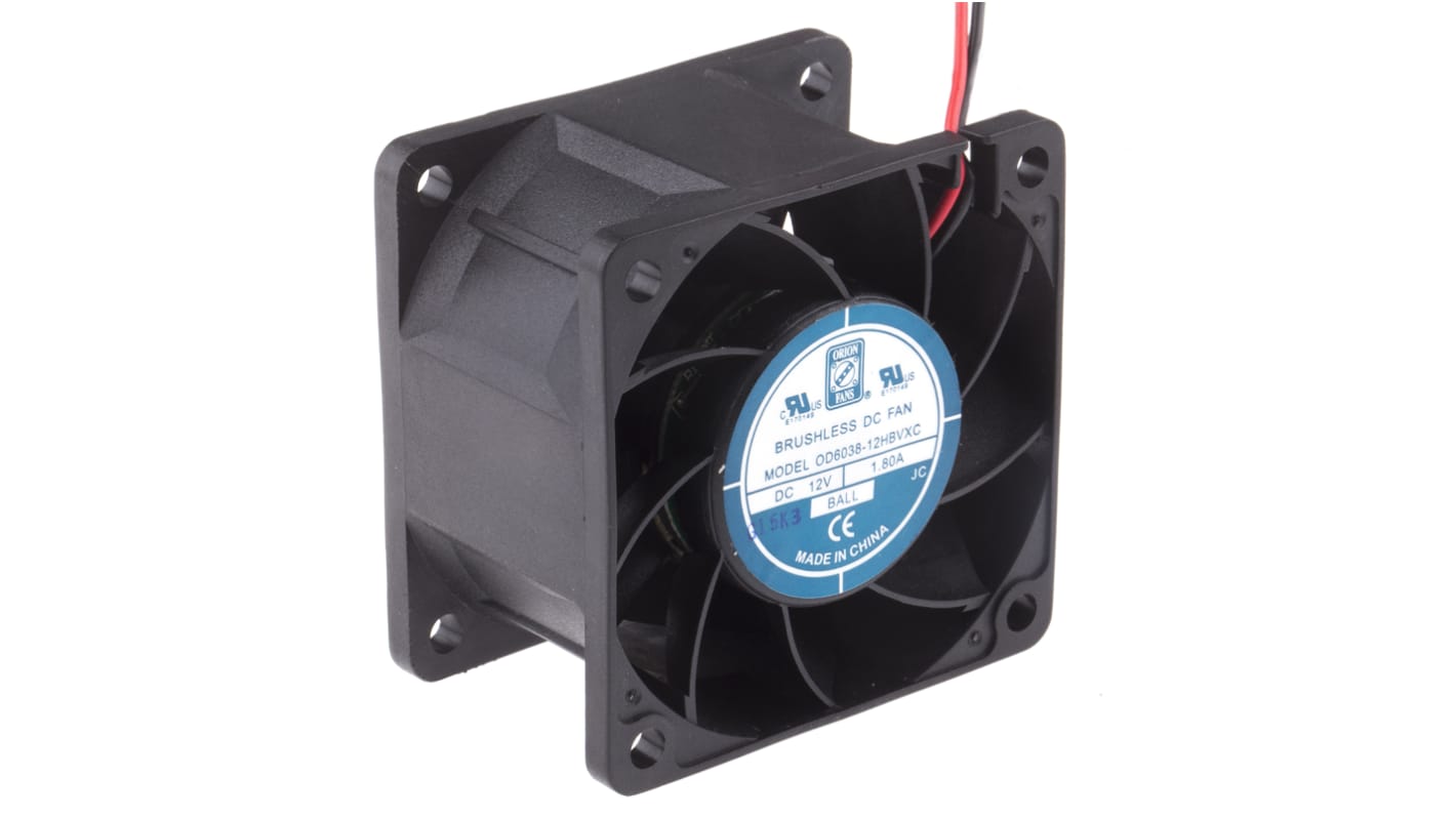 RS PRO Axial Fan, 12 V dc, DC Operation, 103.6m³/h, 17W, 1.42A Max, 60 x 60 x 38mm