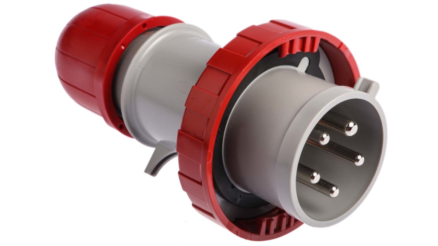 Scame IP66, IP67 Red Cable Mount 3P + N + E Industrial Power Connector Adapter Plug, Rated At 32A, 415 V,With Phase