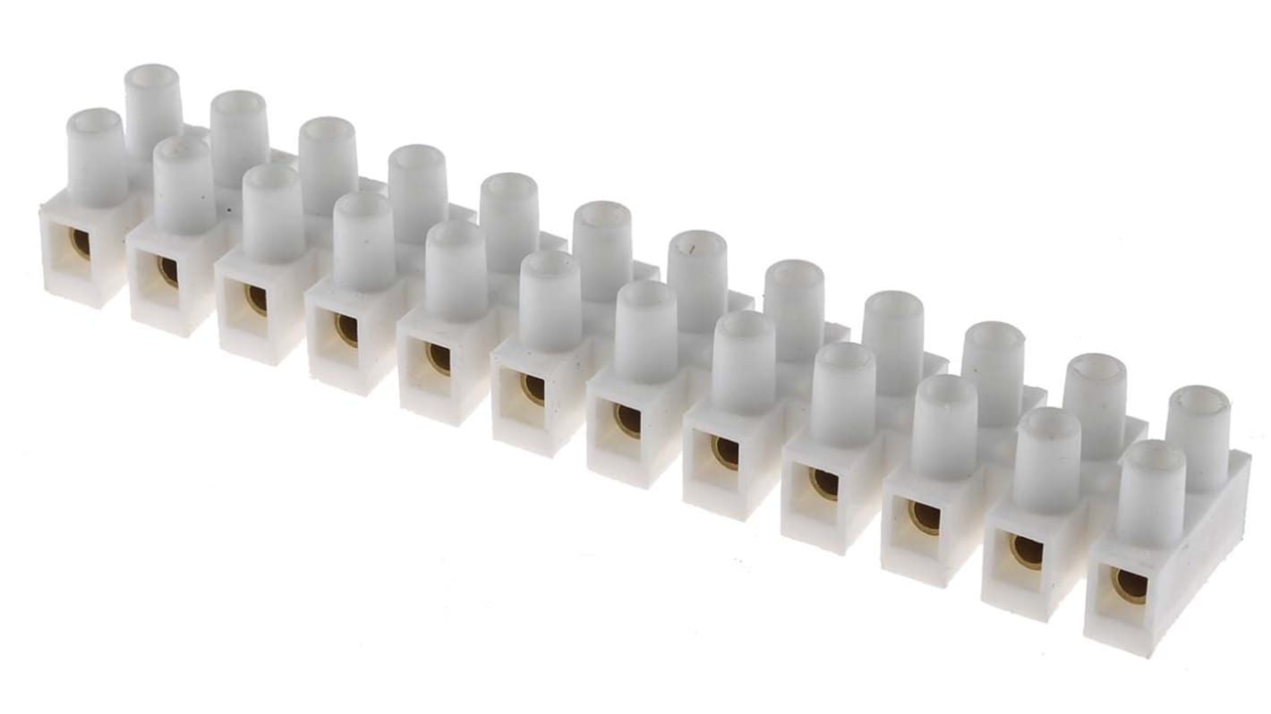 RS PRO Non-Fused Terminal Block, 12-Way, 24A, 12 AWG Wire, Screw Down Termination