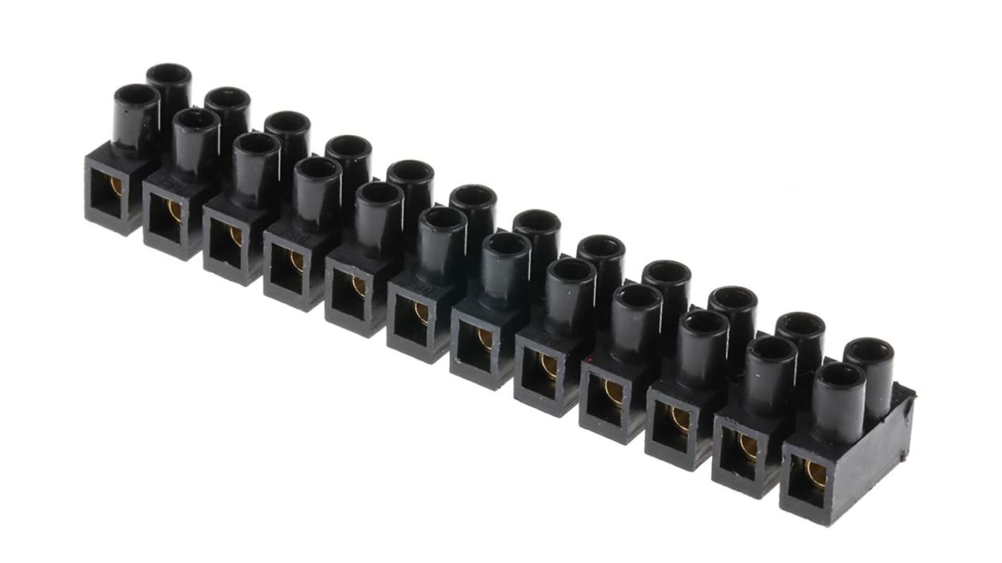 RS PRO 端子排, 12路, 8mm节距, 24A, 400 V, 线规2.5 mm², 螺钉端接, 黑色