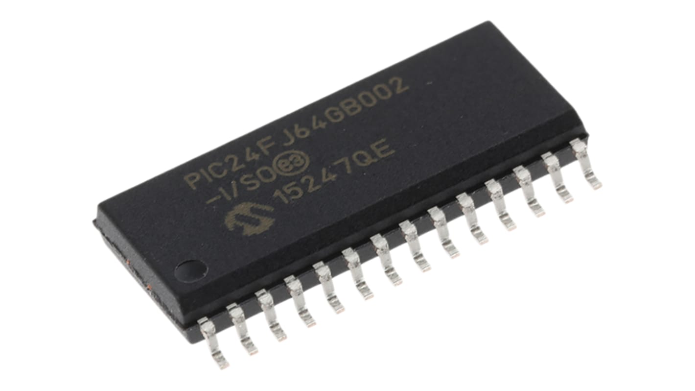 Microchip PIC24FJ单片机, PIC内核, 28针, SOIC, 最大32MHz, 64 kB 闪存, 8 kB RAM