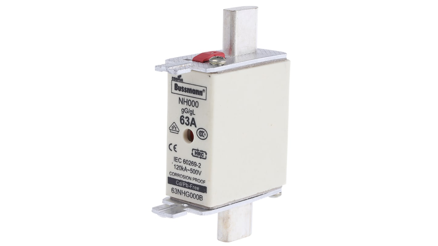 Eaton 63A Centred Tag Fuse, NH000, 500V ac