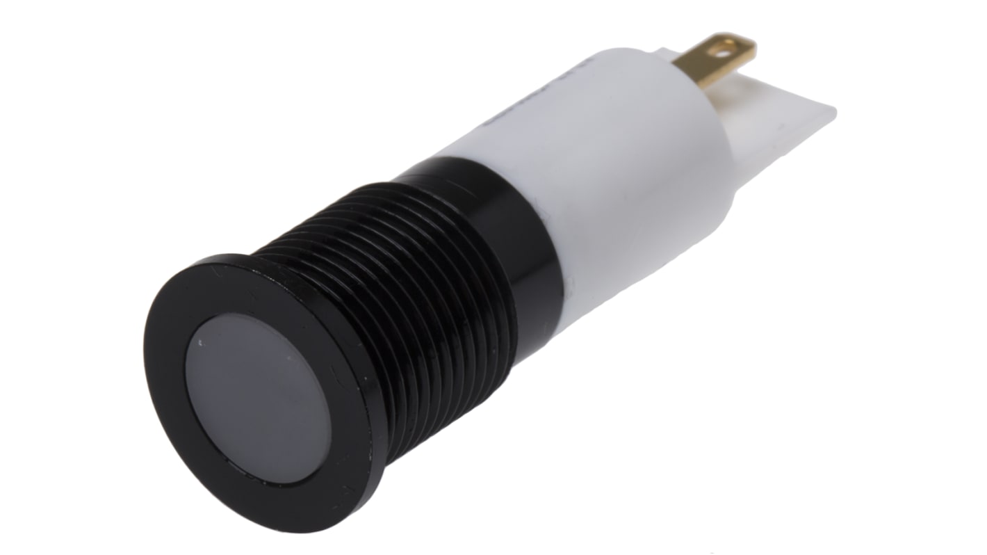 RS PRO White Panel Mount Indicator, 220V ac, 14mm Mounting Hole Size, Solder Tab Termination, IP67