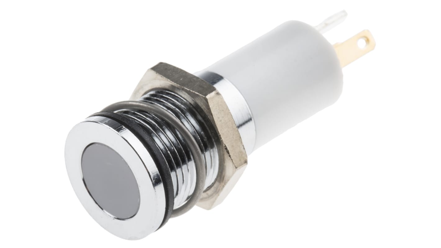 Indicador LED RS PRO, lente enrasada, marco Cromo, Ø montaje 14mm, 12V dc, 20mA, IP67