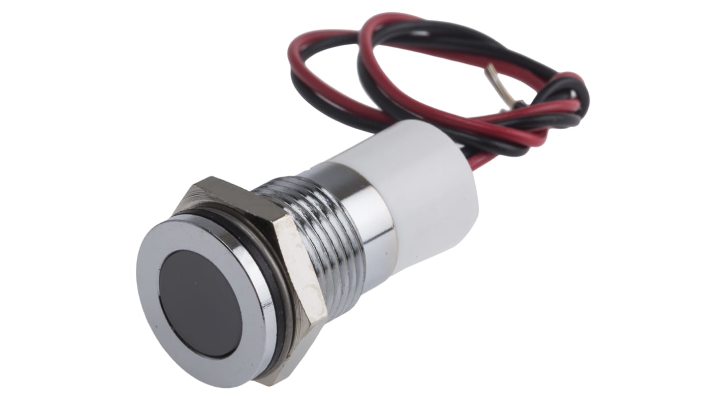 Indicador LED RS PRO, Blanco, lente enrasada, marco Cromo, Ø montaje 14mm, 220V ac, 3mA, 20mcd, IP67