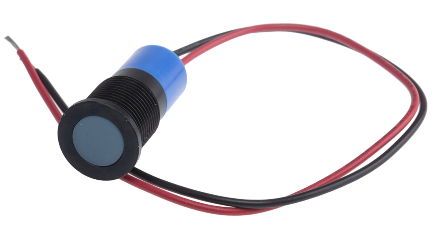 RS PRO LED Schalttafel-Anzeigelampe Blau 12V dc, Montage-Ø 14mm, Leiter