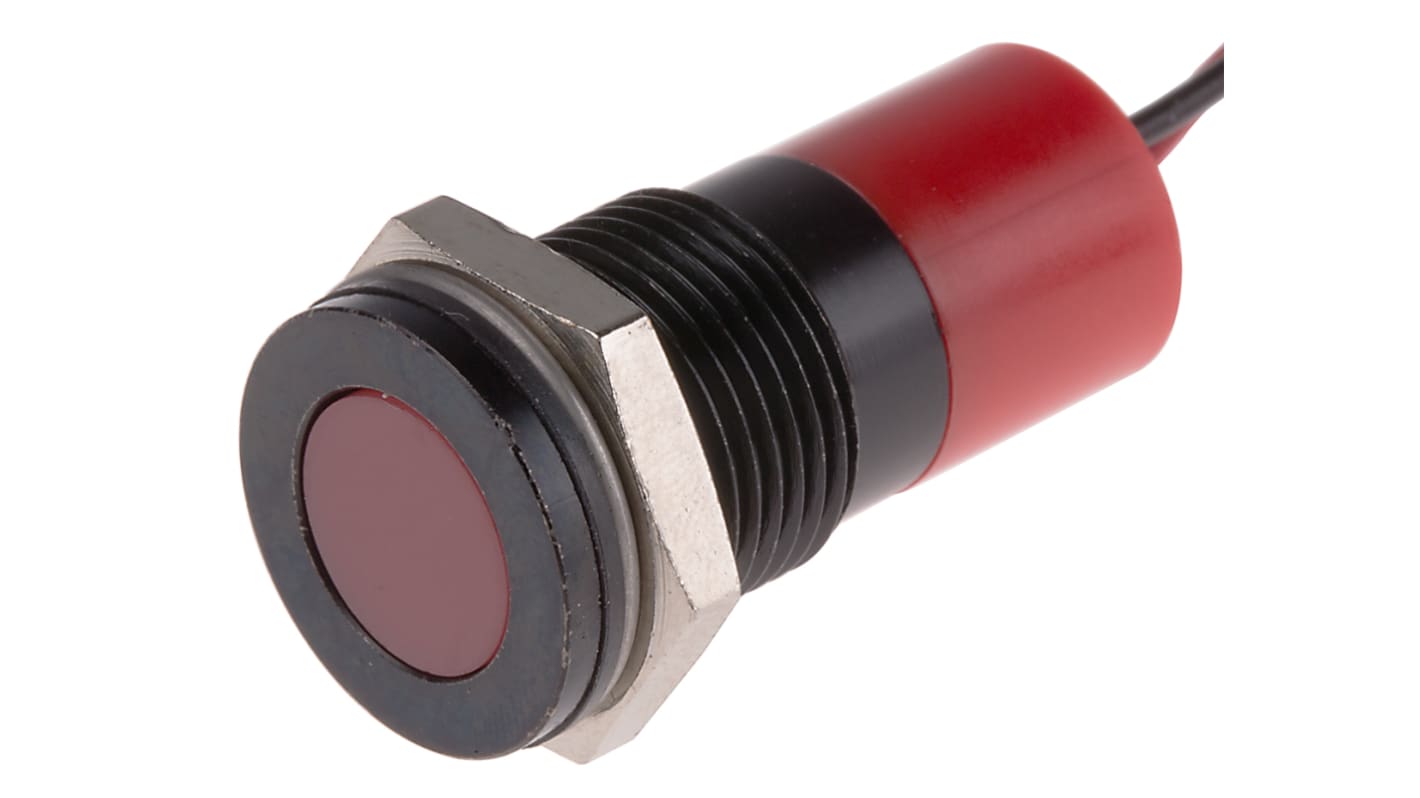 Indicatore da pannello RS PRO Rosso  a LED, 220V ca, IP67, A filo, foro da 14mm