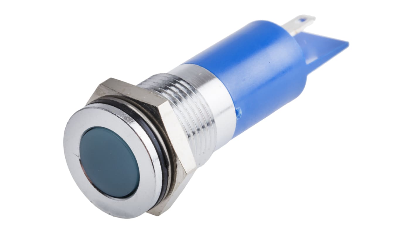 RS PRO LED Schalttafel-Anzeigelampe Blau 6 → 36V dc, Montage-Ø 14mm, Lötanschluss