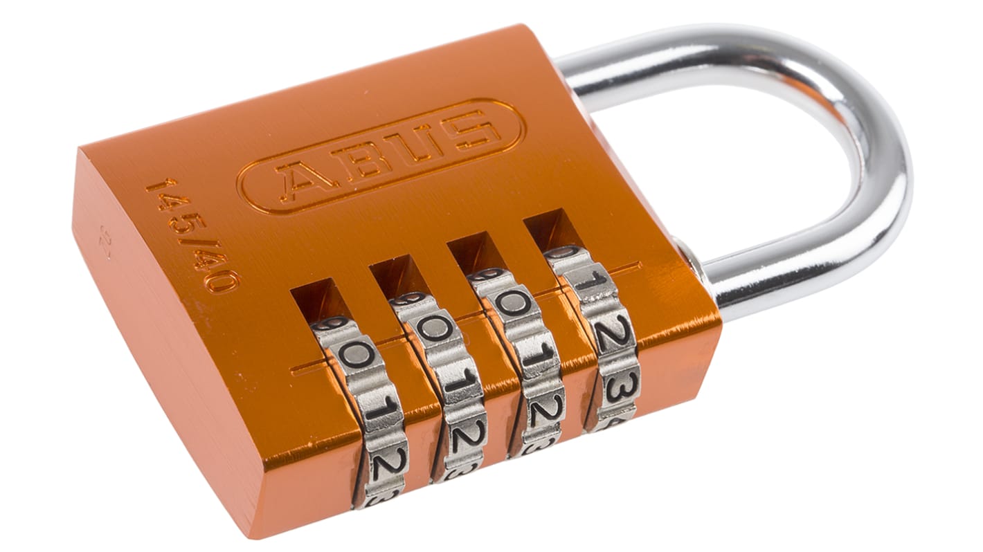 ABUS 安全挂锁, Φ6mmx27.5mm锁钩, 铝, 钢制, 室内/室外, 耐风雨, 橙色, 145/40.
