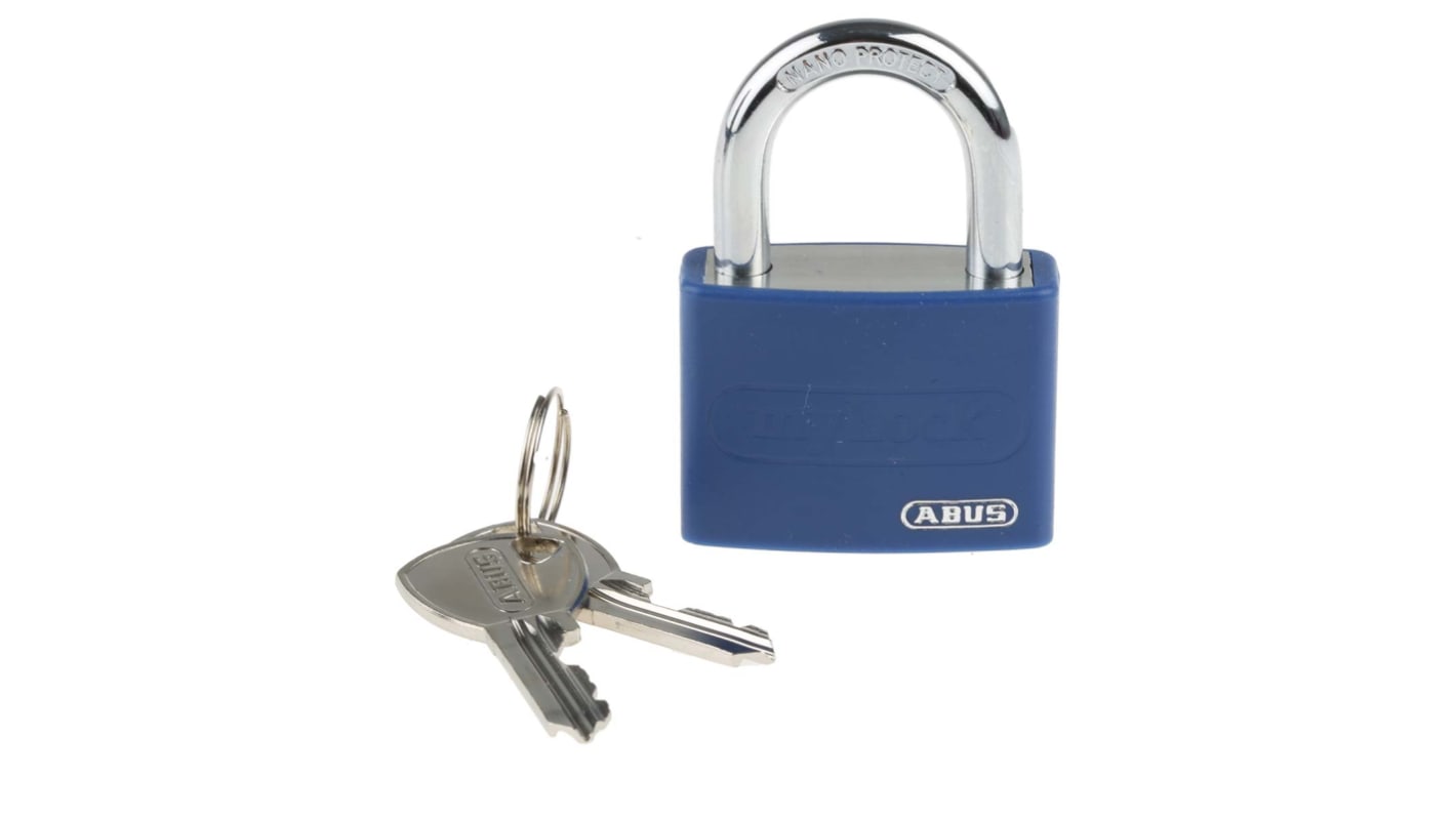 ABUS Key Weatherproof Aluminium, Steel Safety Padlock, 6.5mm Shackle, 43mm Body