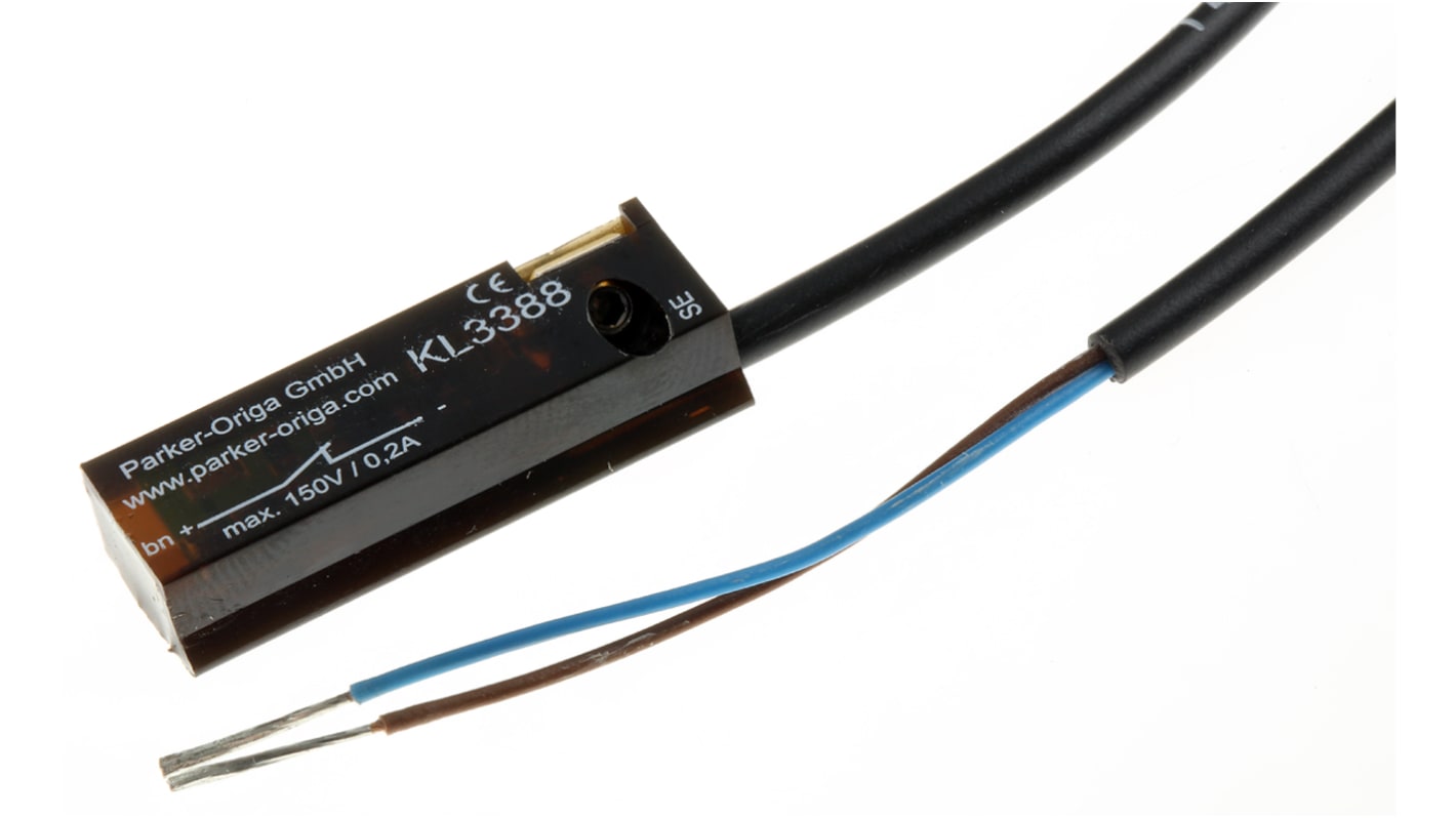 Sensor Reed Parker Origa serie KL, contacto NC, cable de 5m, montaje en ranura