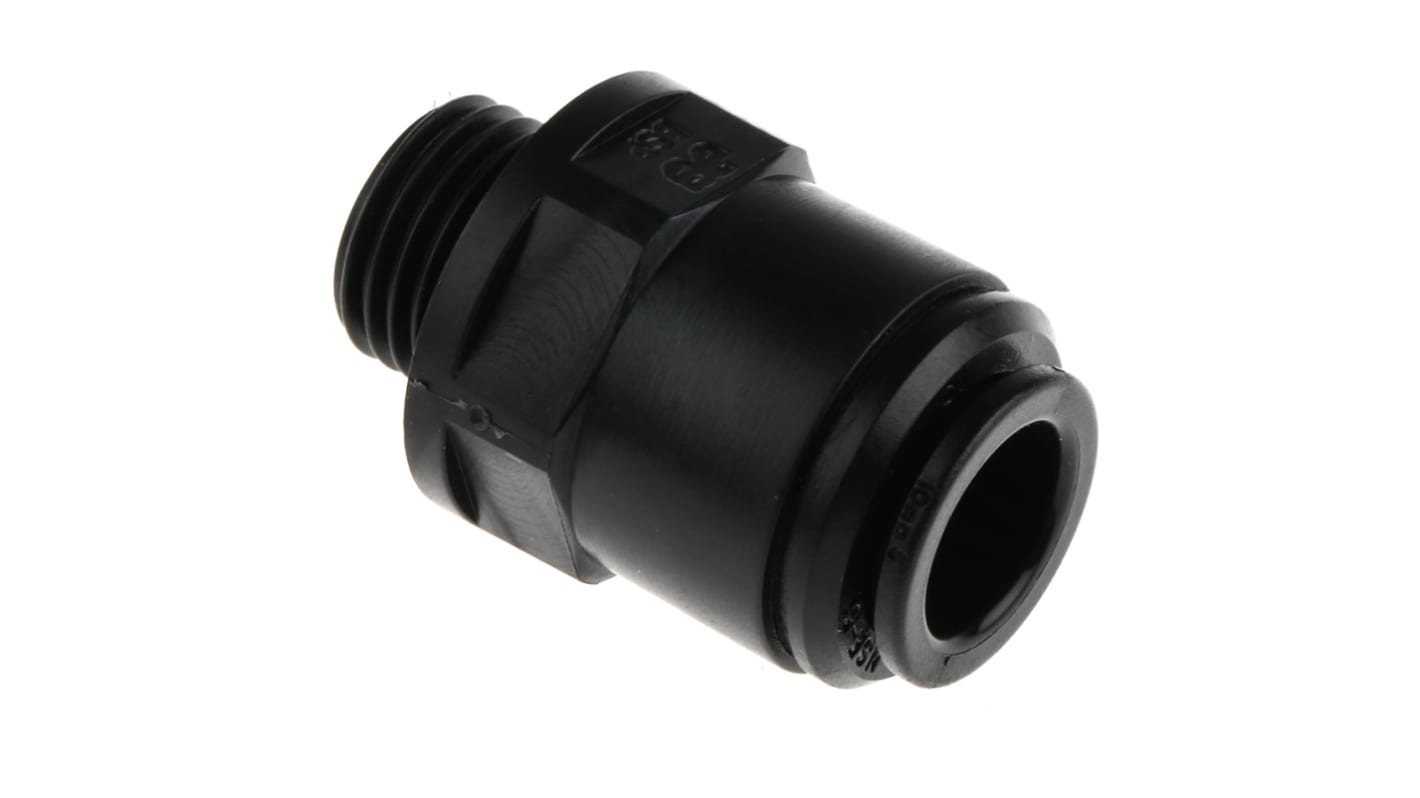 John Guest PM Series Straight Threaded Adaptor, G 1/4 Male to Push In 10 mm, Threaded-to-Tube Connection Style