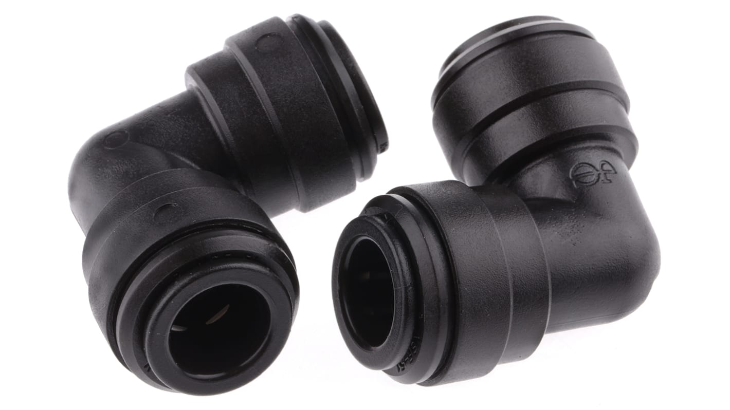 John Guest PM 10-mm-Steckanschluss x 10-mm-Steckanschluss Winkel-Einsteckadapter, Rohr-zu-Rohr, Acetalcopolymer, 10 bar