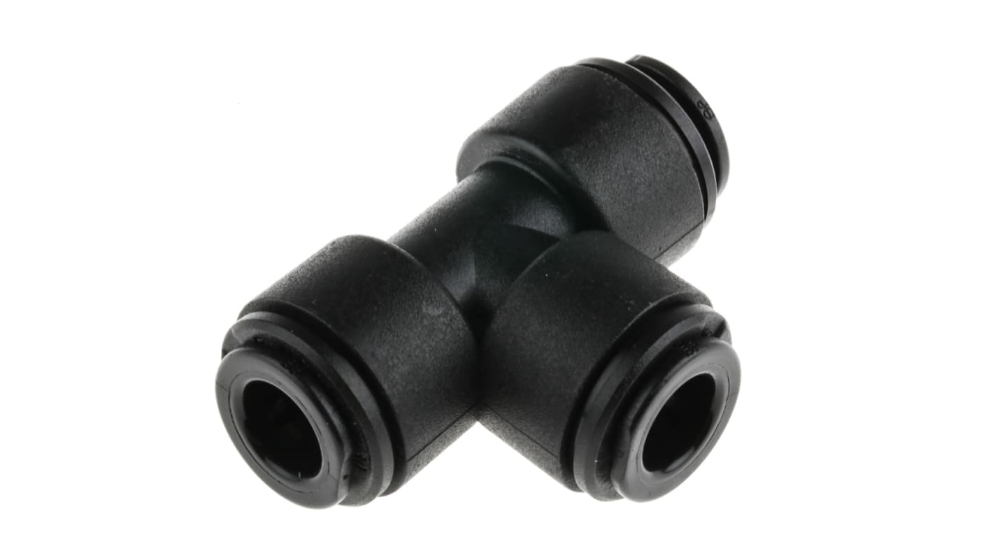 John Guest PM Series Tee Tube-to-Tube Adaptor Push In 8 mm, Push In 8 mm to Push In 8 mm, Tube-to-Tube Connection Style