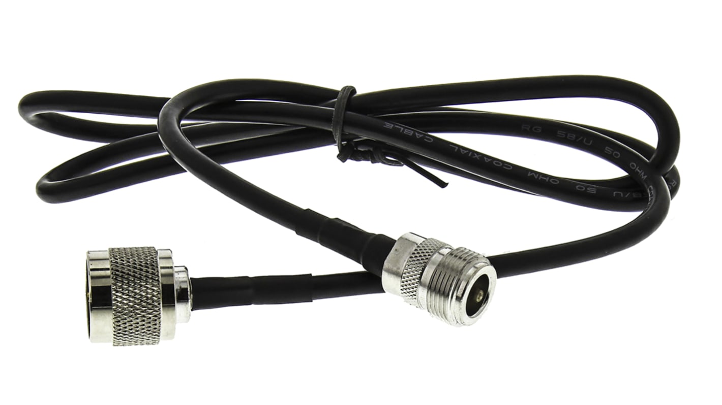RF Solutions Male N Type to Female N Type, 1m, RG58 Coaxial, Terminated50 Ω