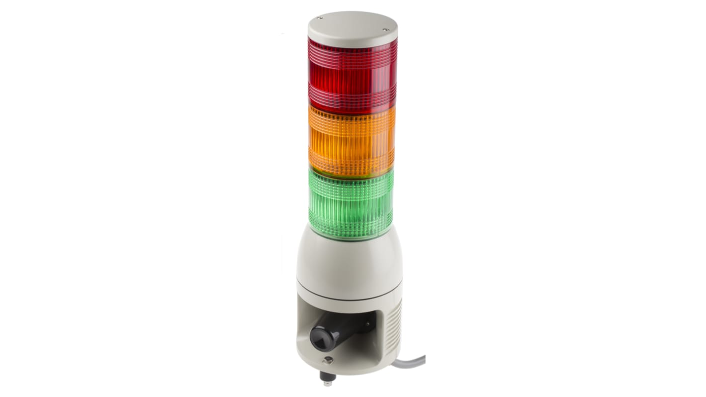 Schneider Electric Harmony XVC1 Series Red/Green/Amber Siren Signal Tower, 3 Lights, 24 V dc, Surface Mount